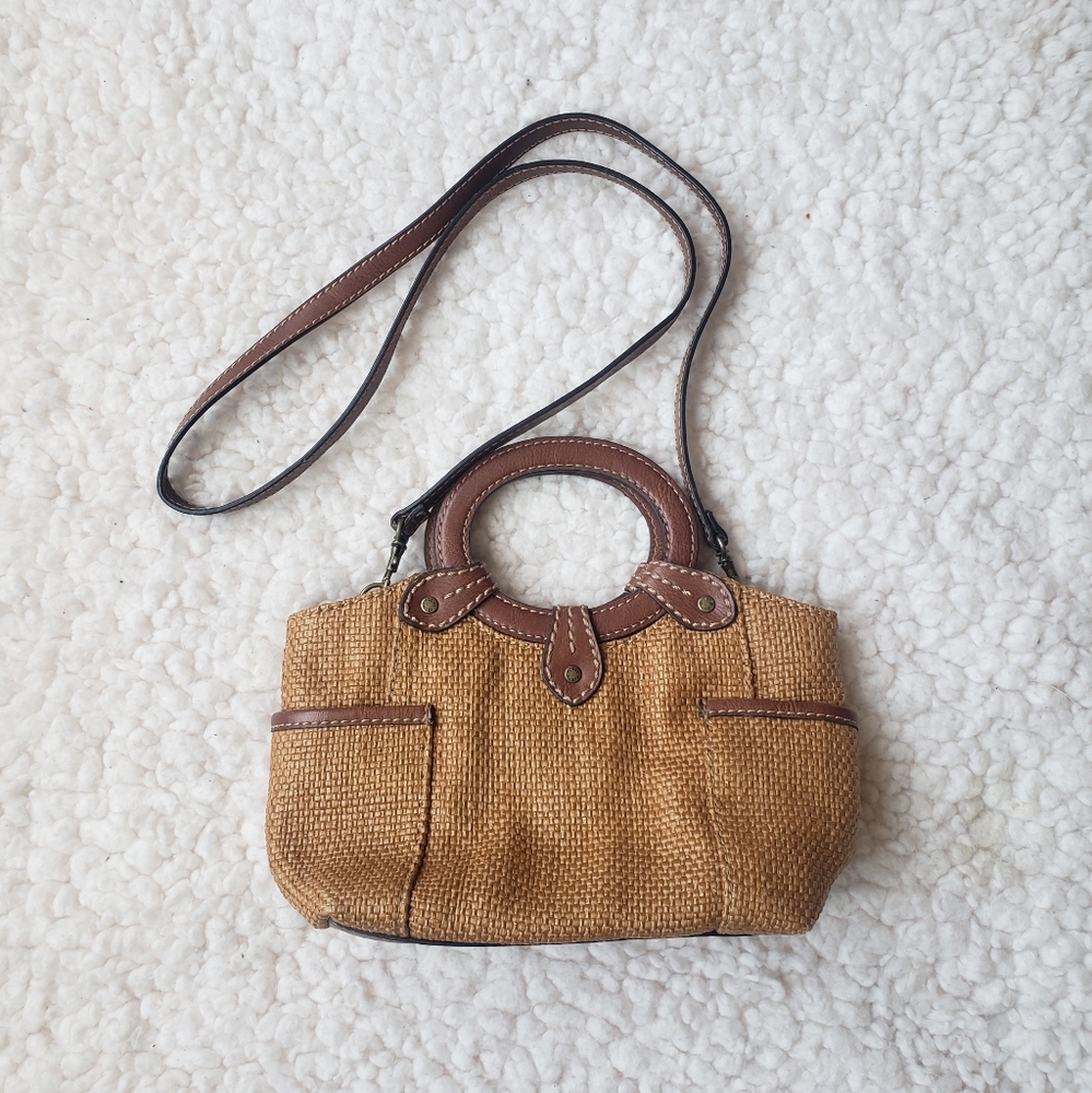 GUC Fossil Straw, Coastal, Garden Girl, Bohemian, Raffia, Woven Crossbody Purse